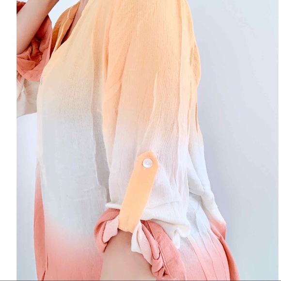 SUMMER OMBRÉ BUTTON DOWN SHIRT - sherbet - Picture 7 of 7